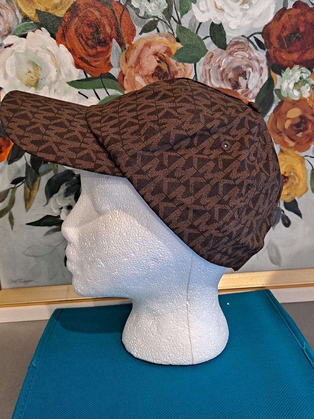 Michael Kors Brown Signature Monogram Baseball Cap Iconic Unisex Chic Casual